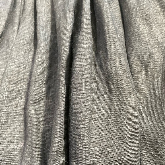 100% LINEN GATHERED SKIRT SNAP CLOSURE ONE POCKET LIGHT BLACK/DARK GREY - Picture 10 of 10